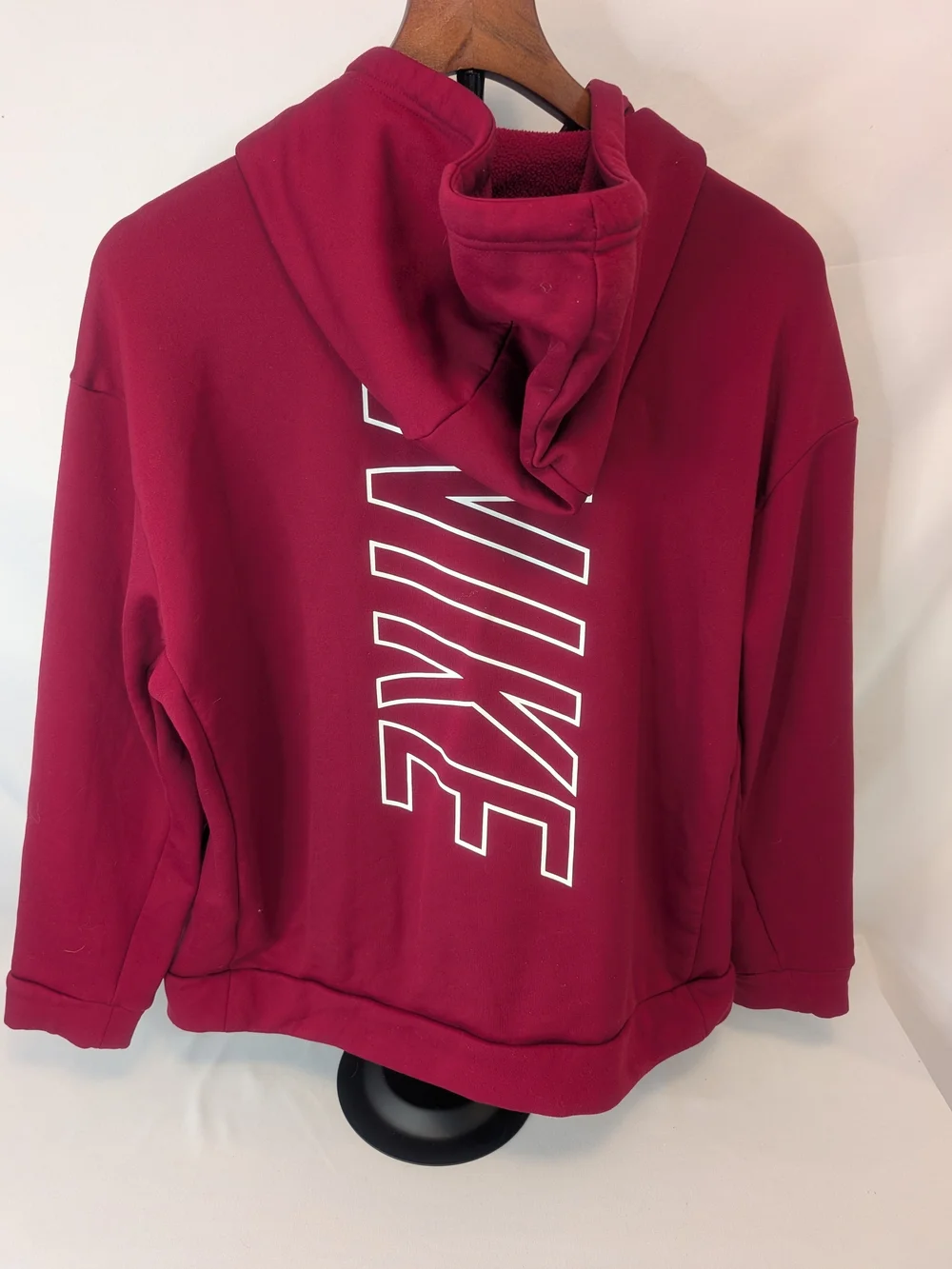 Nike Women's Medium Burgundy Cowl neck Hoodie with White Swoosh